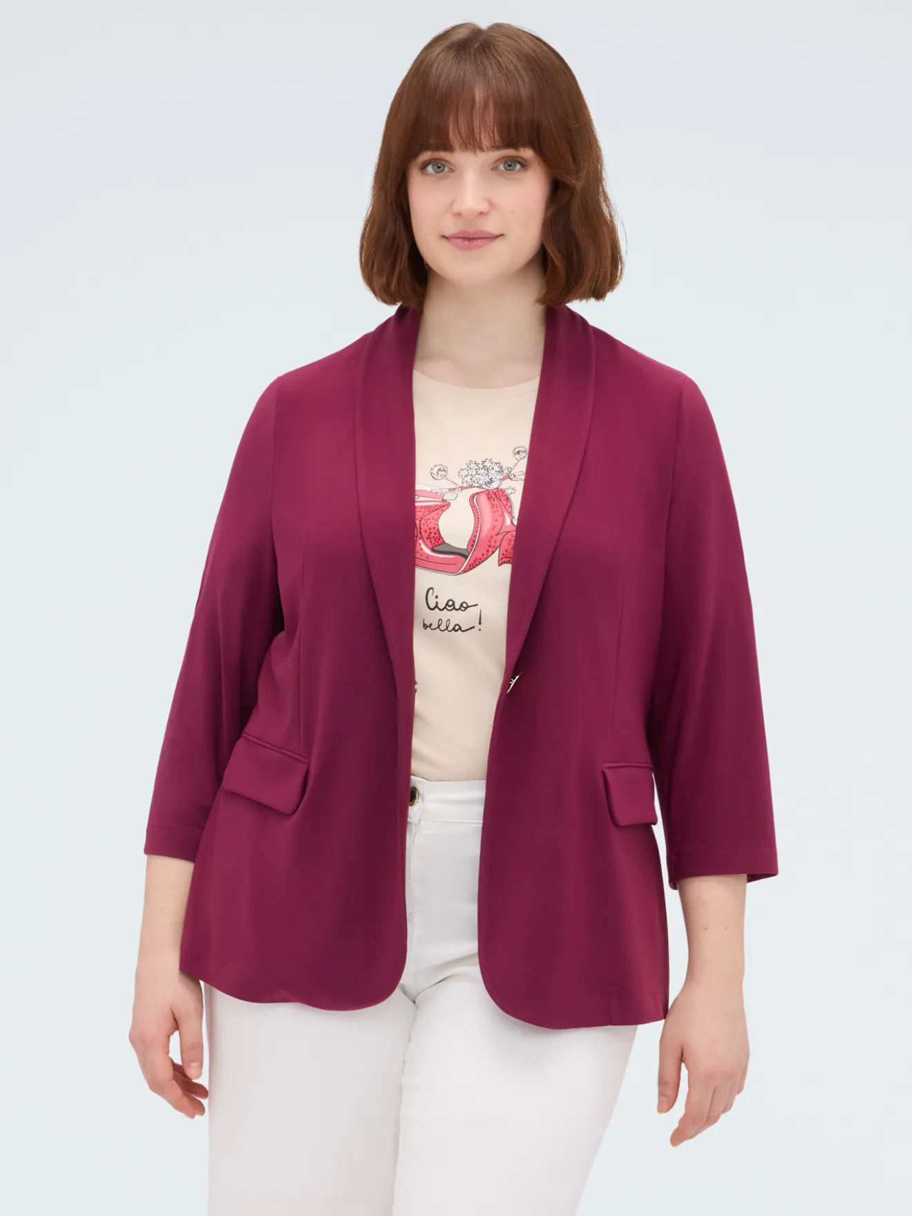Blazer in jersey con maniche a tre quarti