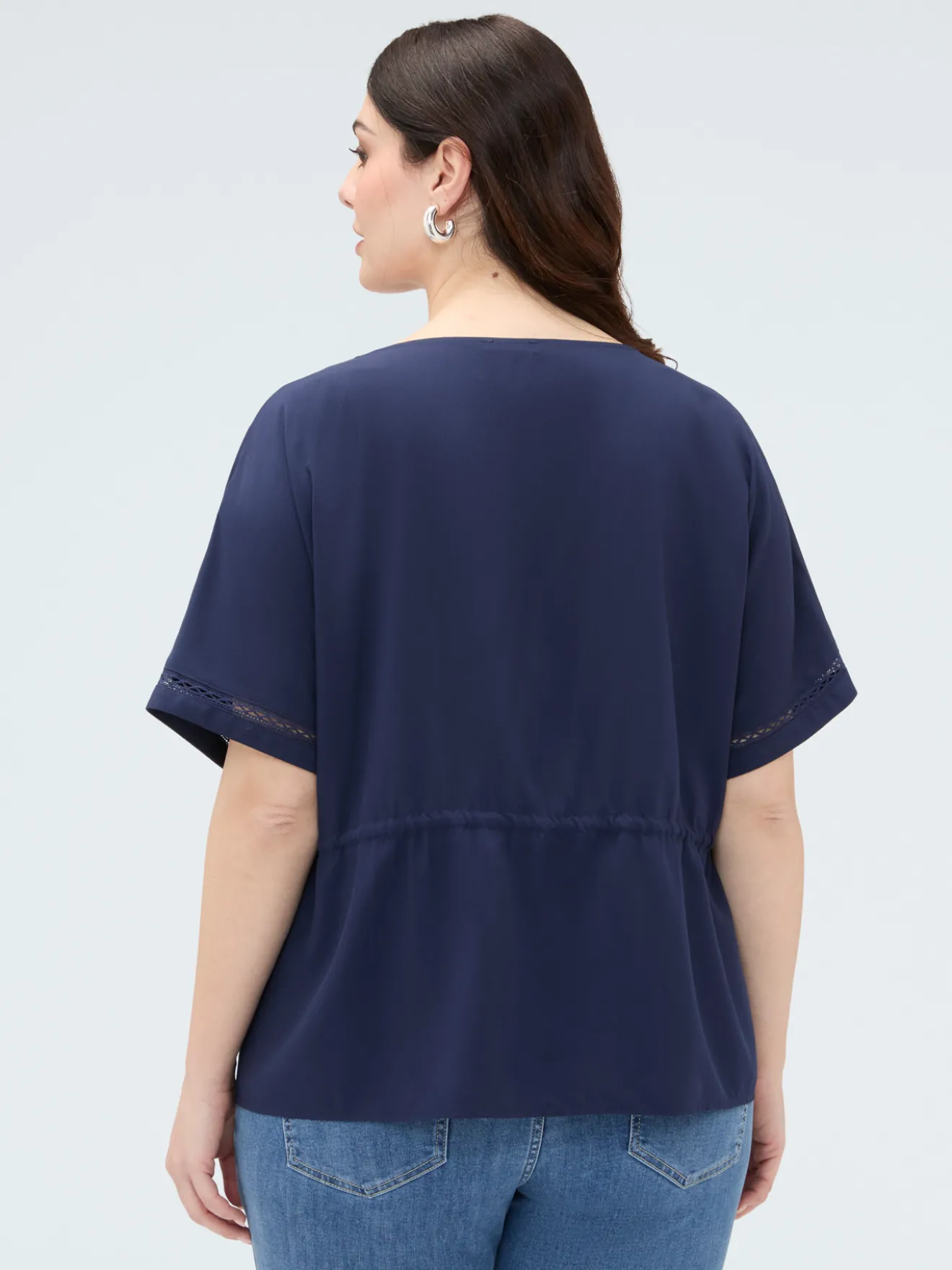 Blusa in viscosa con coulisse in vita
