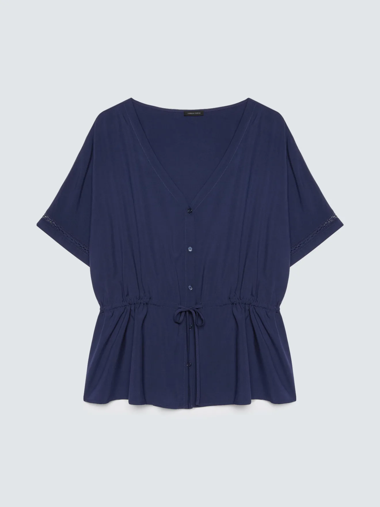 Blusa in viscosa con coulisse in vita