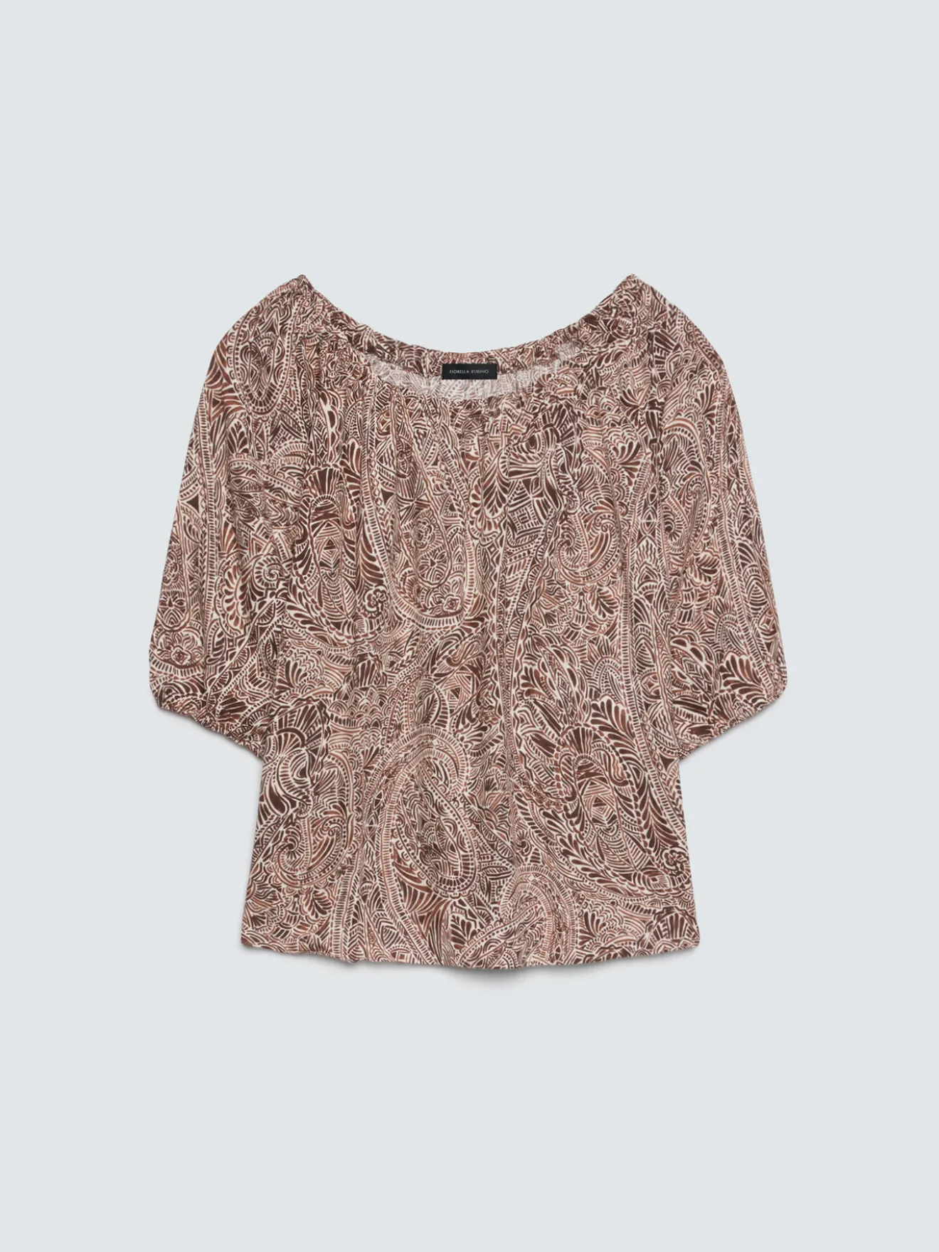 Blusa off shoulders con stampa