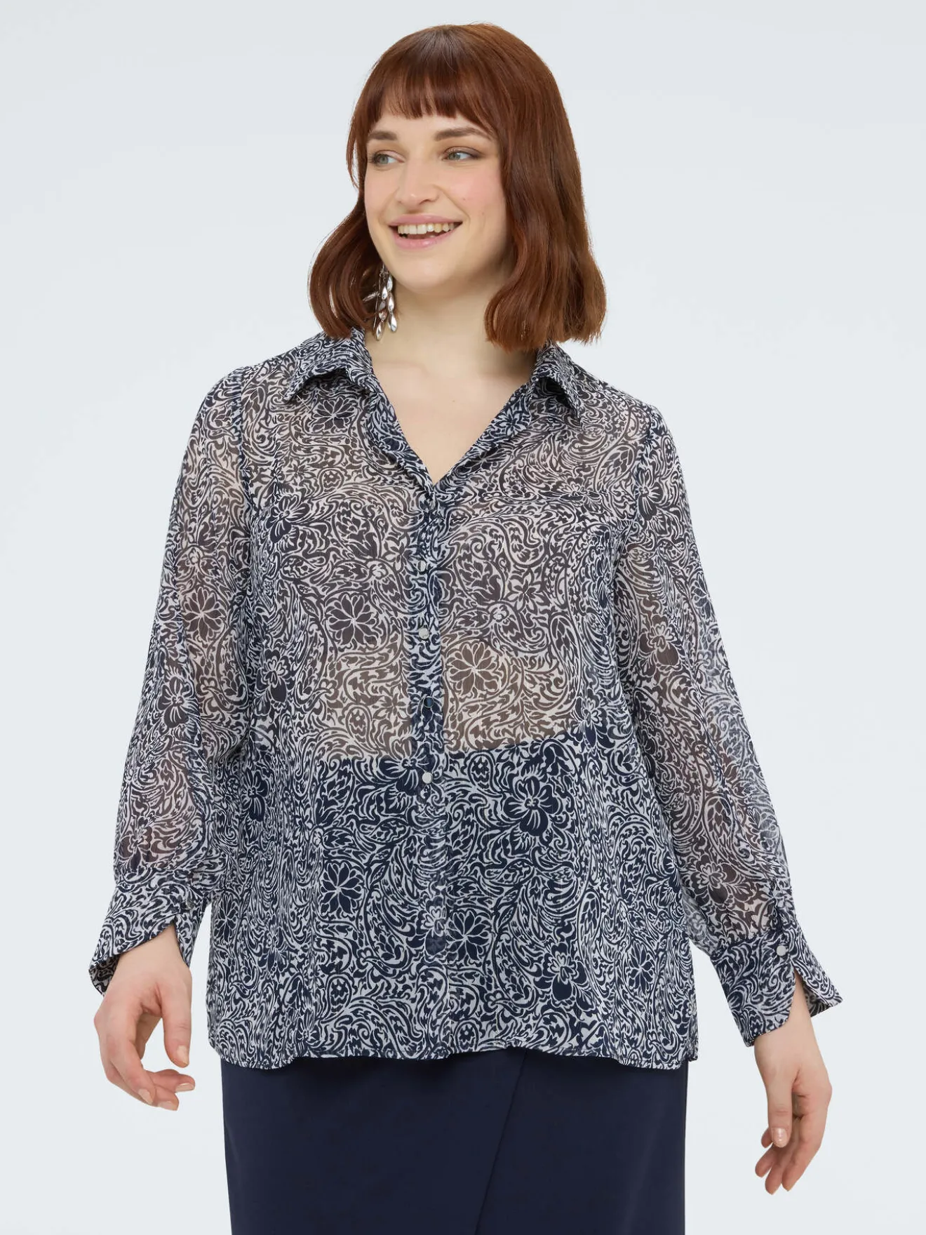 Camicia in creponne con stampa floreale