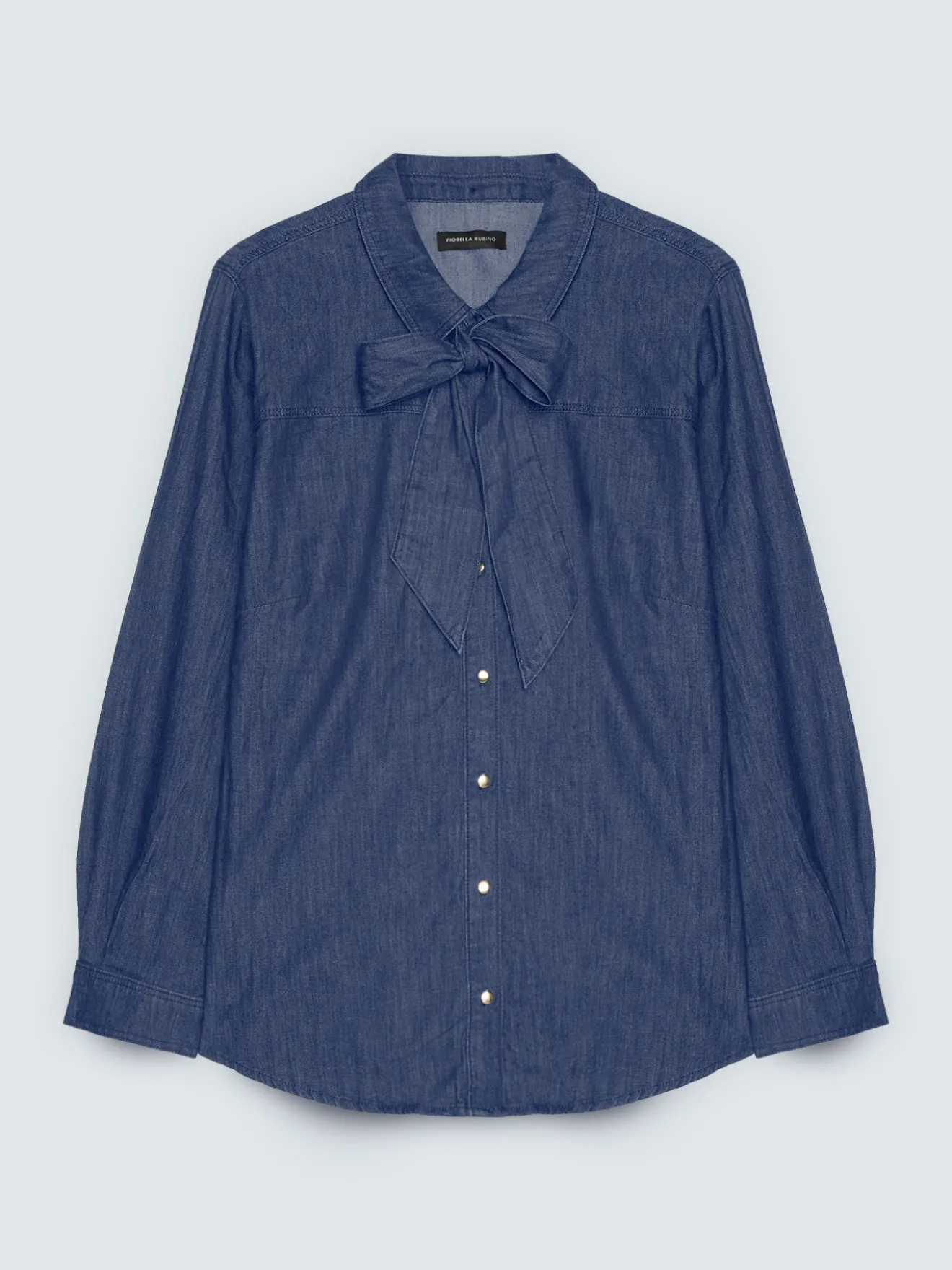 Camicia in denim con fiocco/cravatta