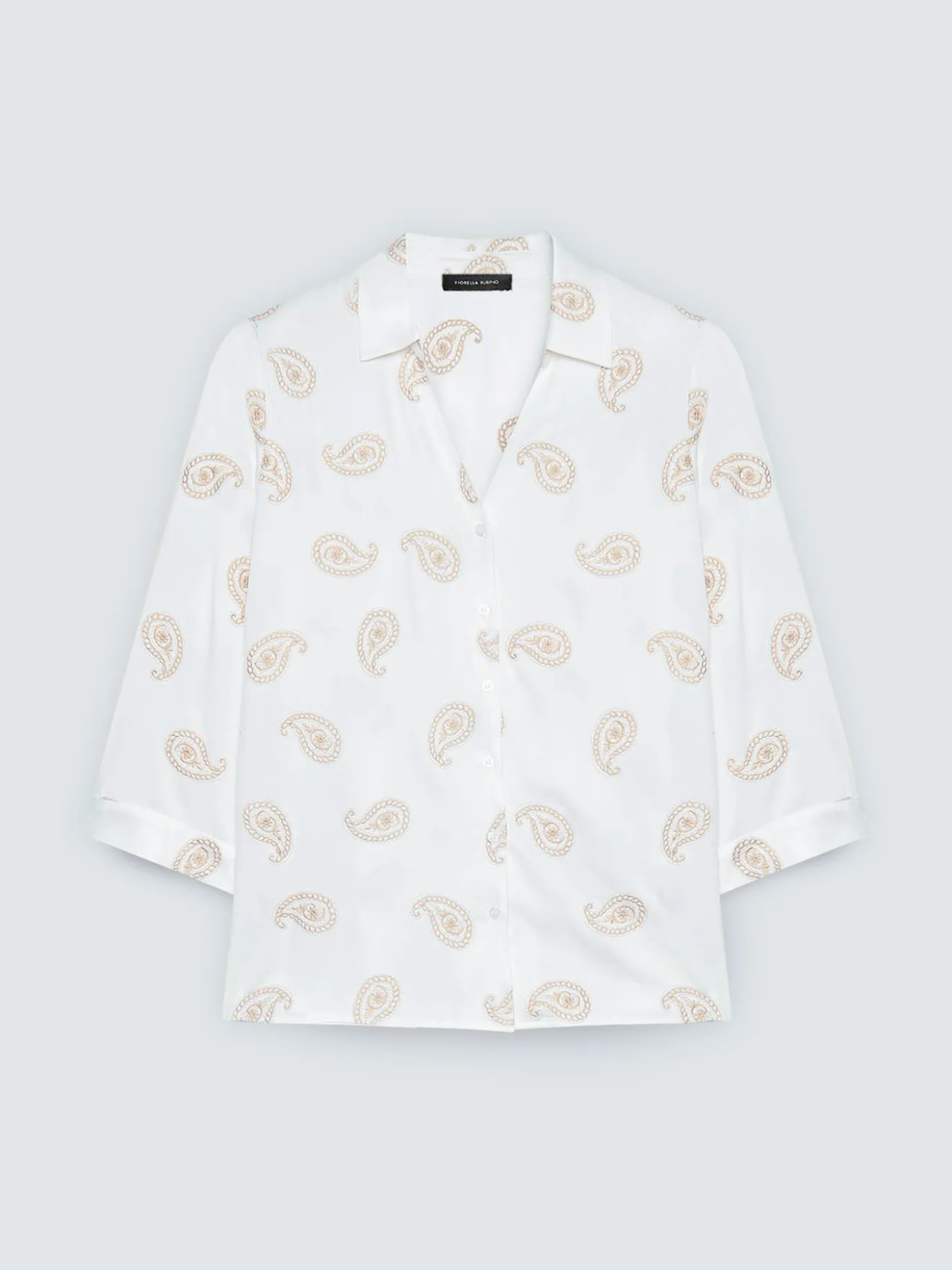 Camicia in viscosa con ricamo paisley