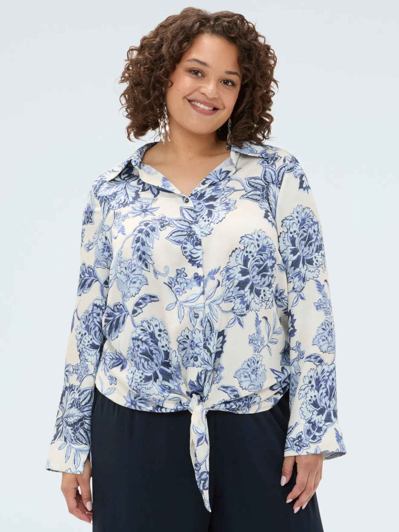 Camicia stampa floreale con nodo