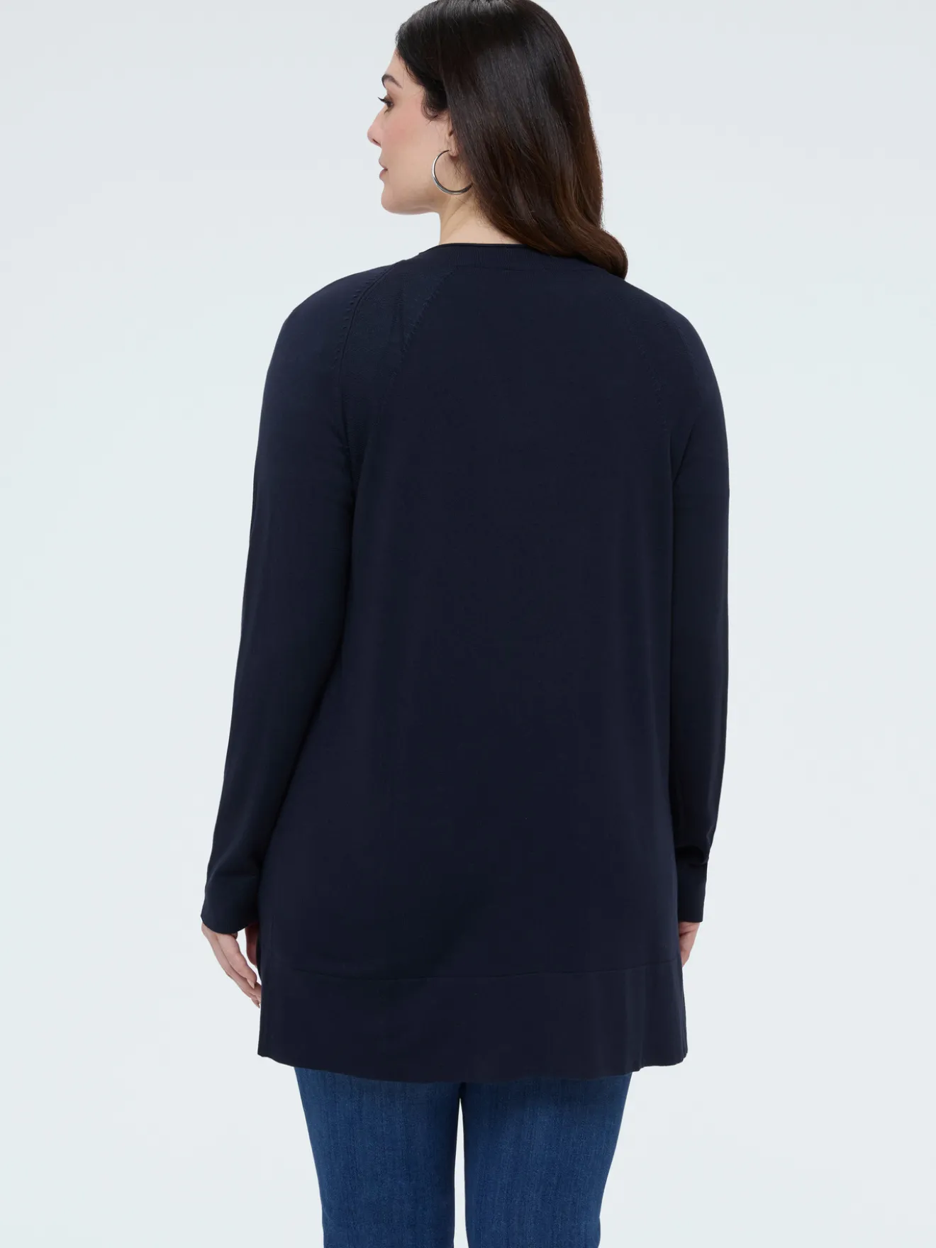 Cardigan lungo con scollo a V in maglia fine
