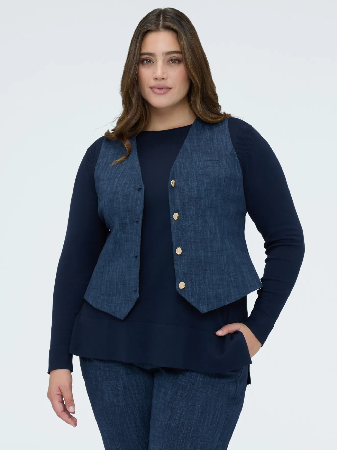 Gilet in Punto Milano con bottoni