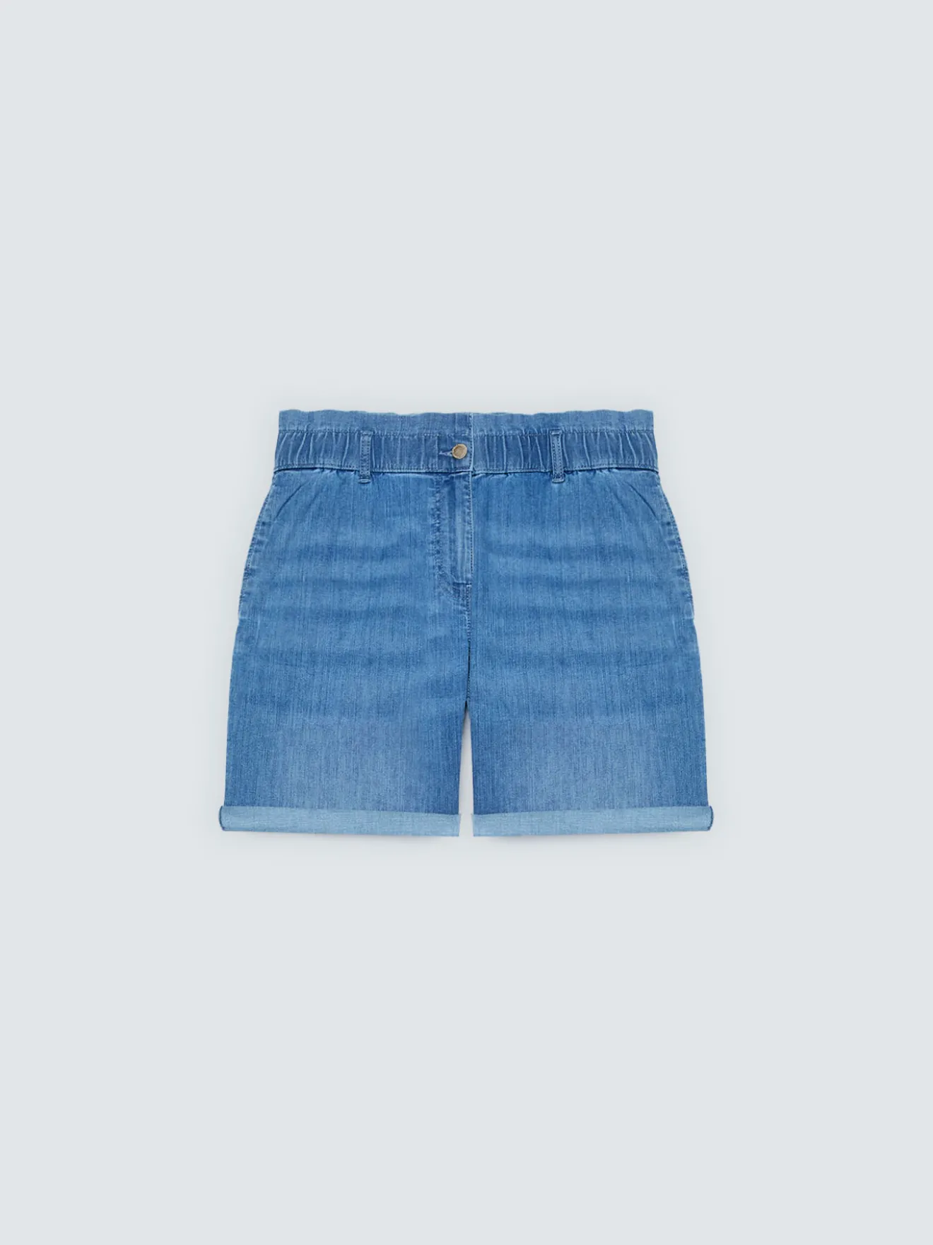 Jeans shorts con vita elasticata