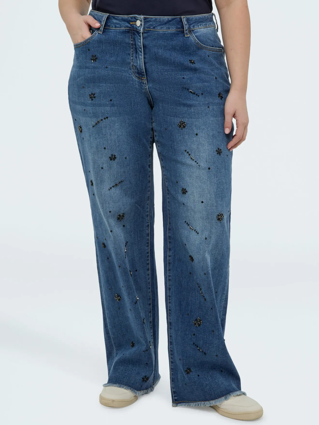 Jeans Straight Leg con applicazioni decorative