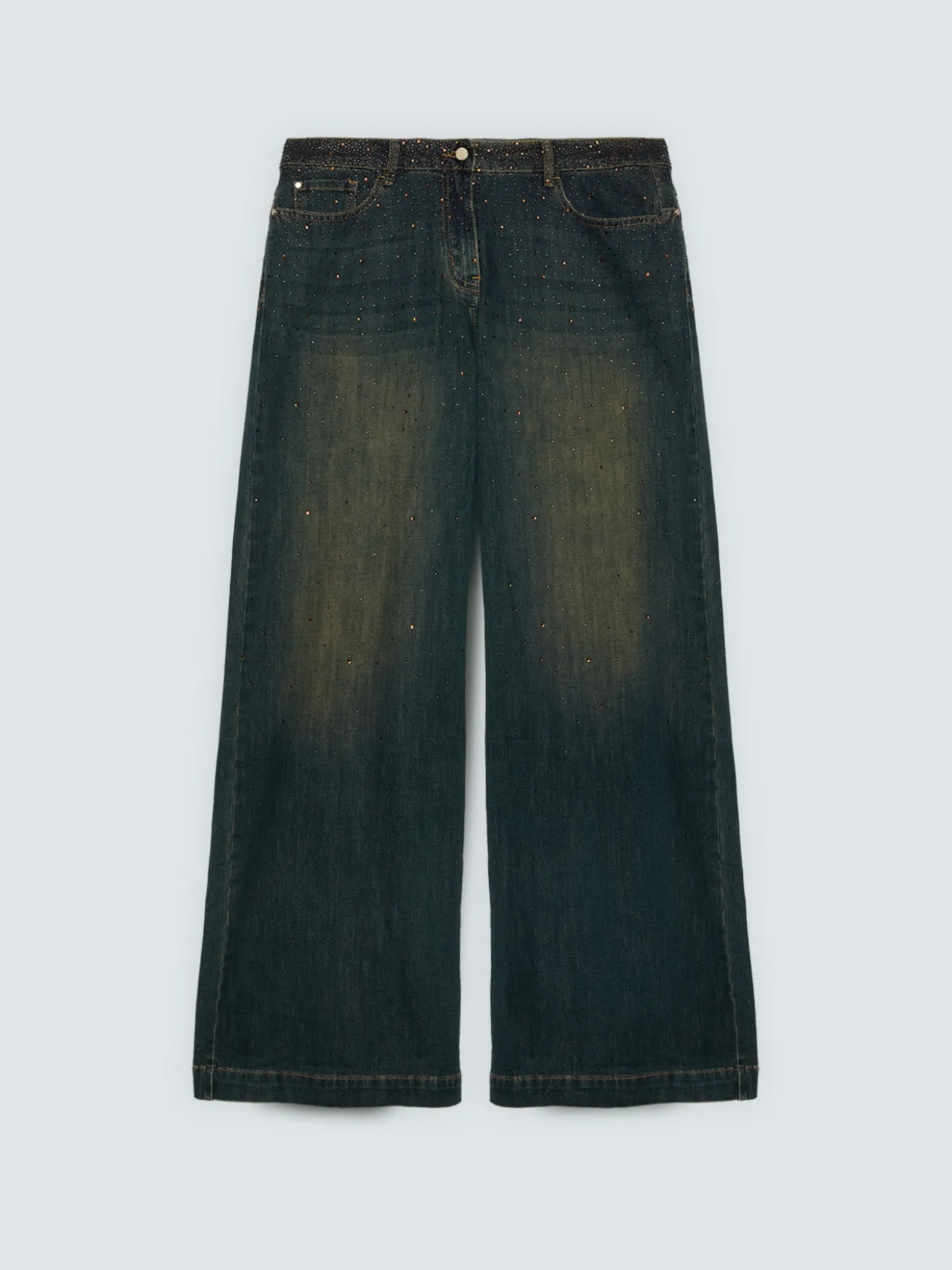 Jeans Wide Leg con applicazioni luminose