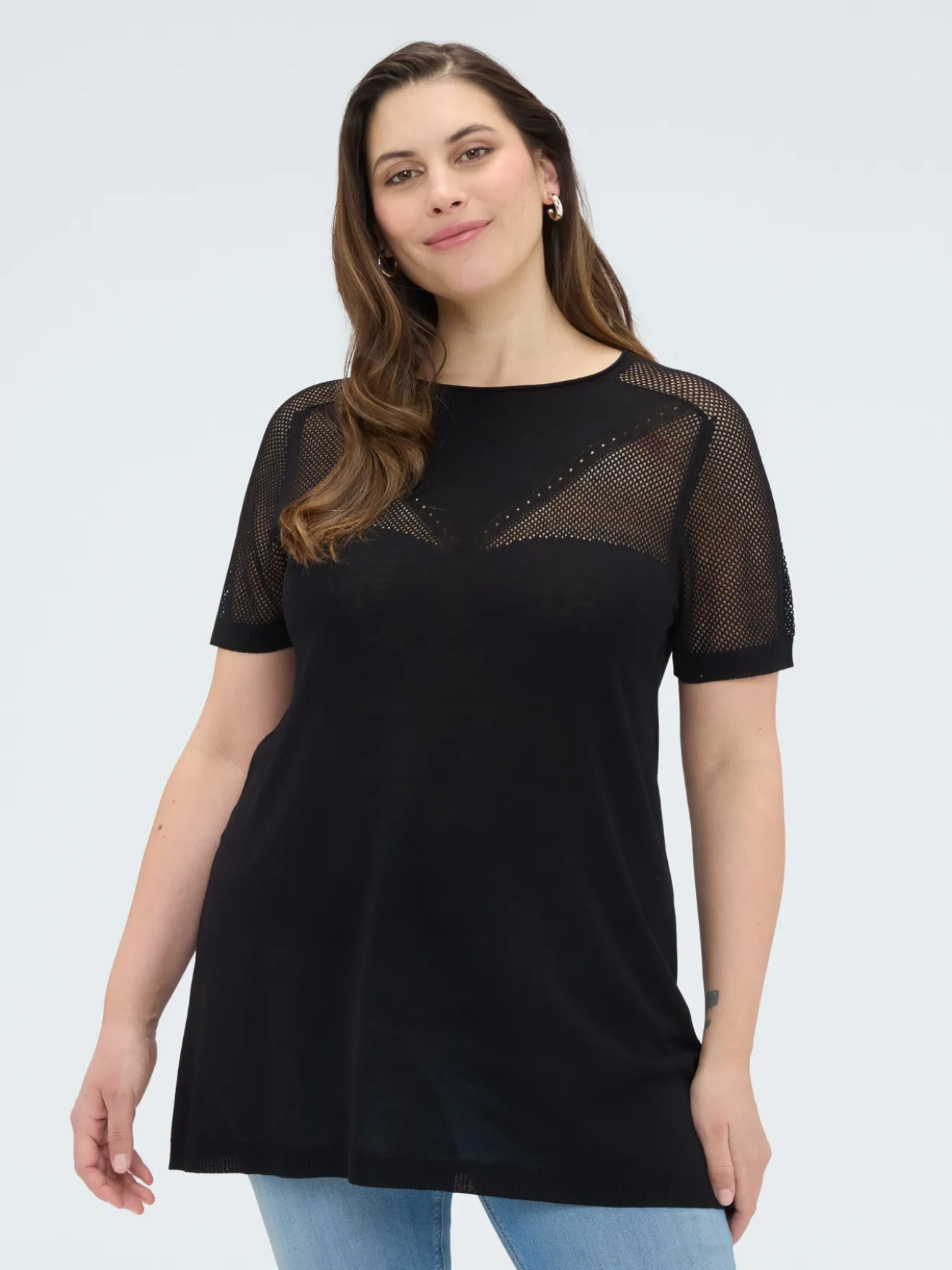 Maglia traforata in misto viscosa