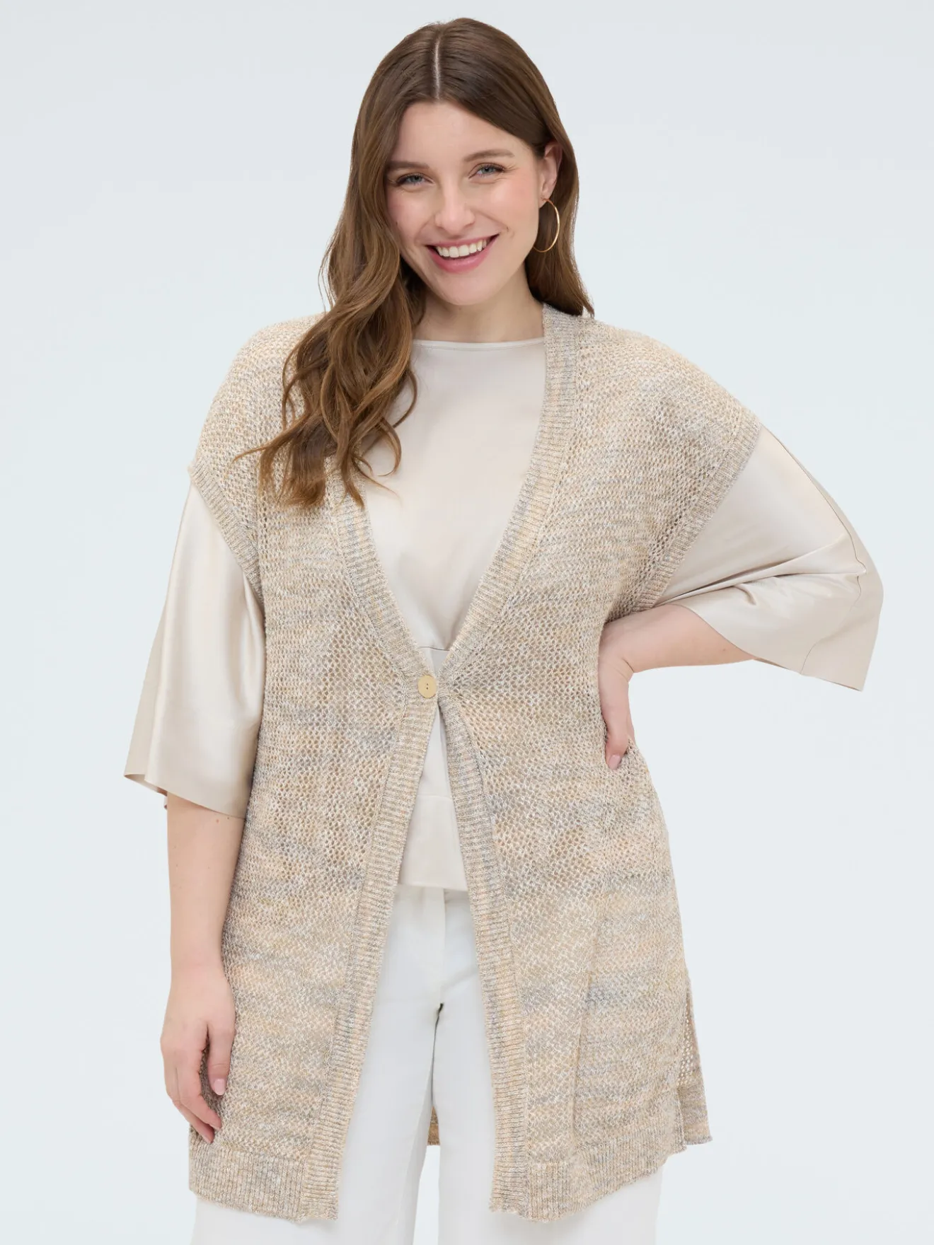 Maxi gilet in maglia traforata