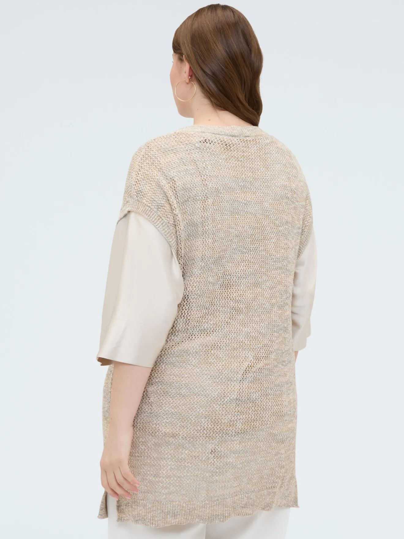 Maxi gilet in maglia traforata
