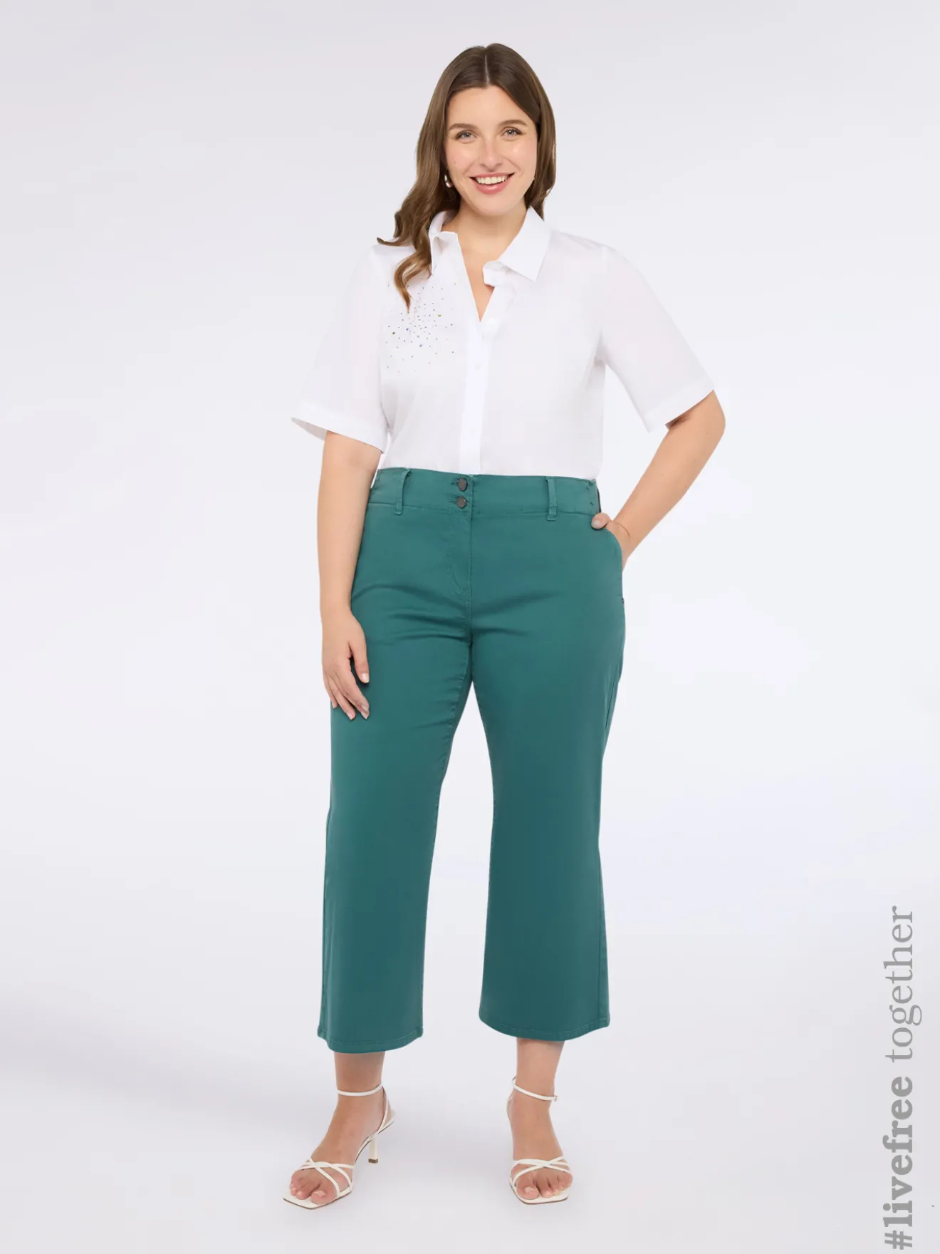 Pantaloni cropped in misto cotone