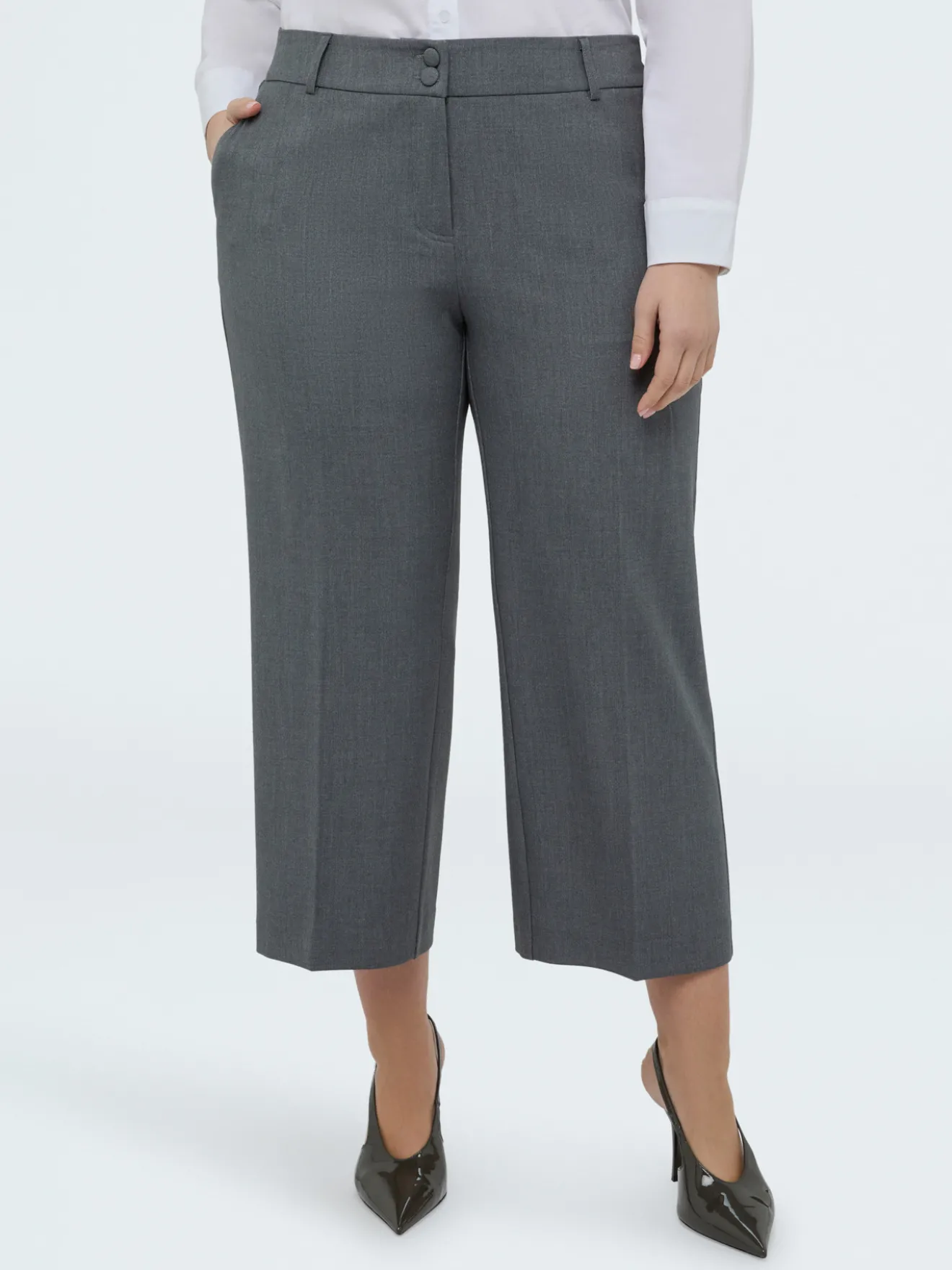 Pantaloni Cropped in tessuto melange