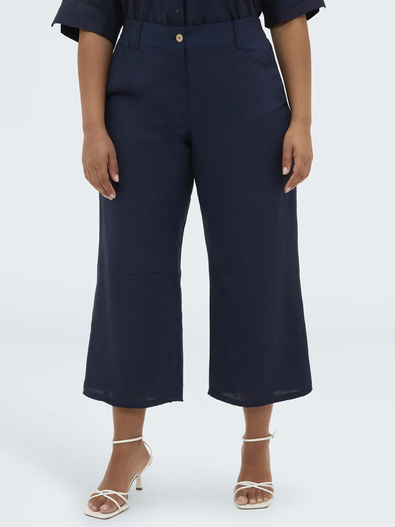 Pantaloni in misto lino e viscosa