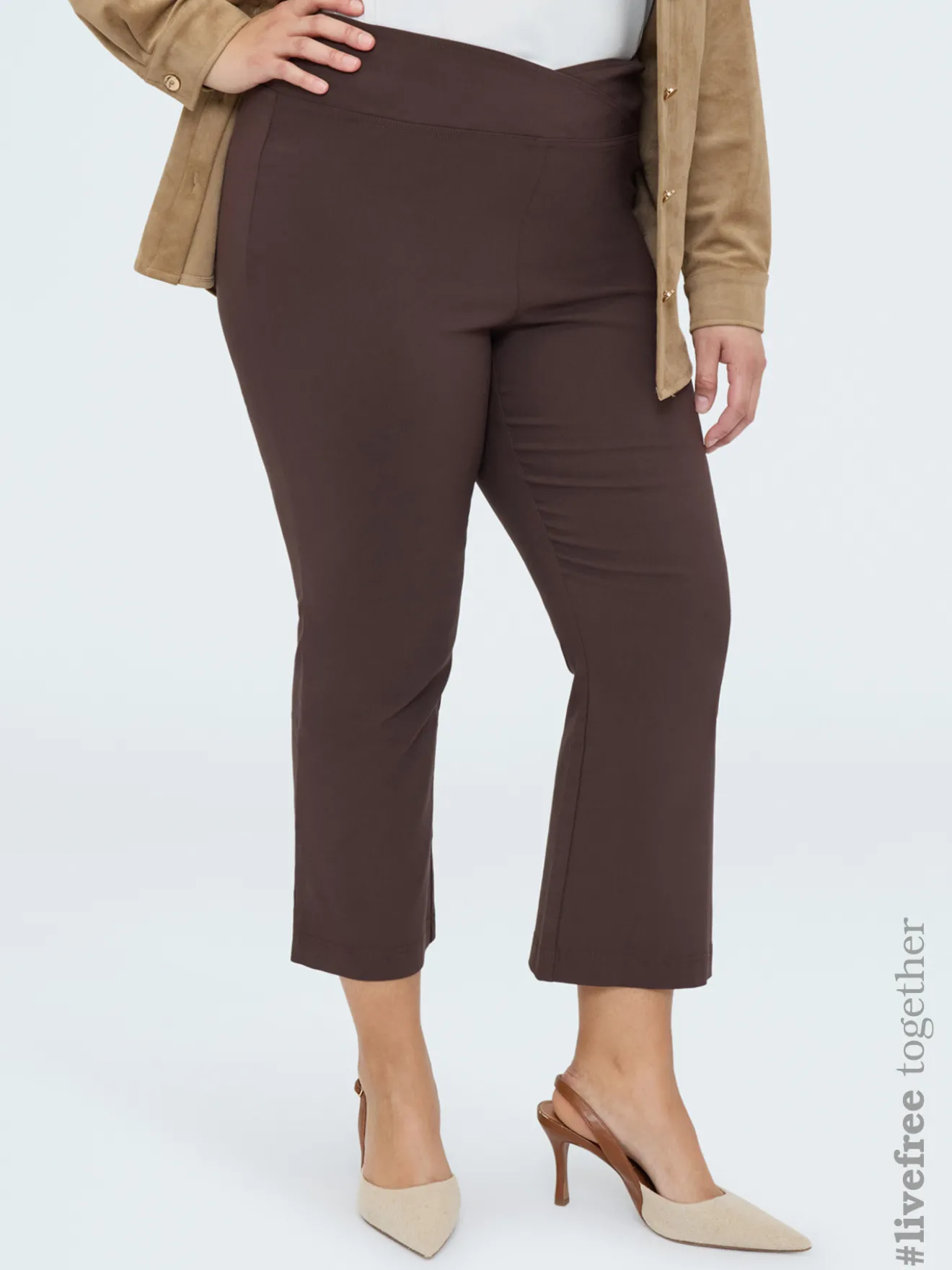 Pantaloni Kick Flare vita elasticizzata asimmetrica