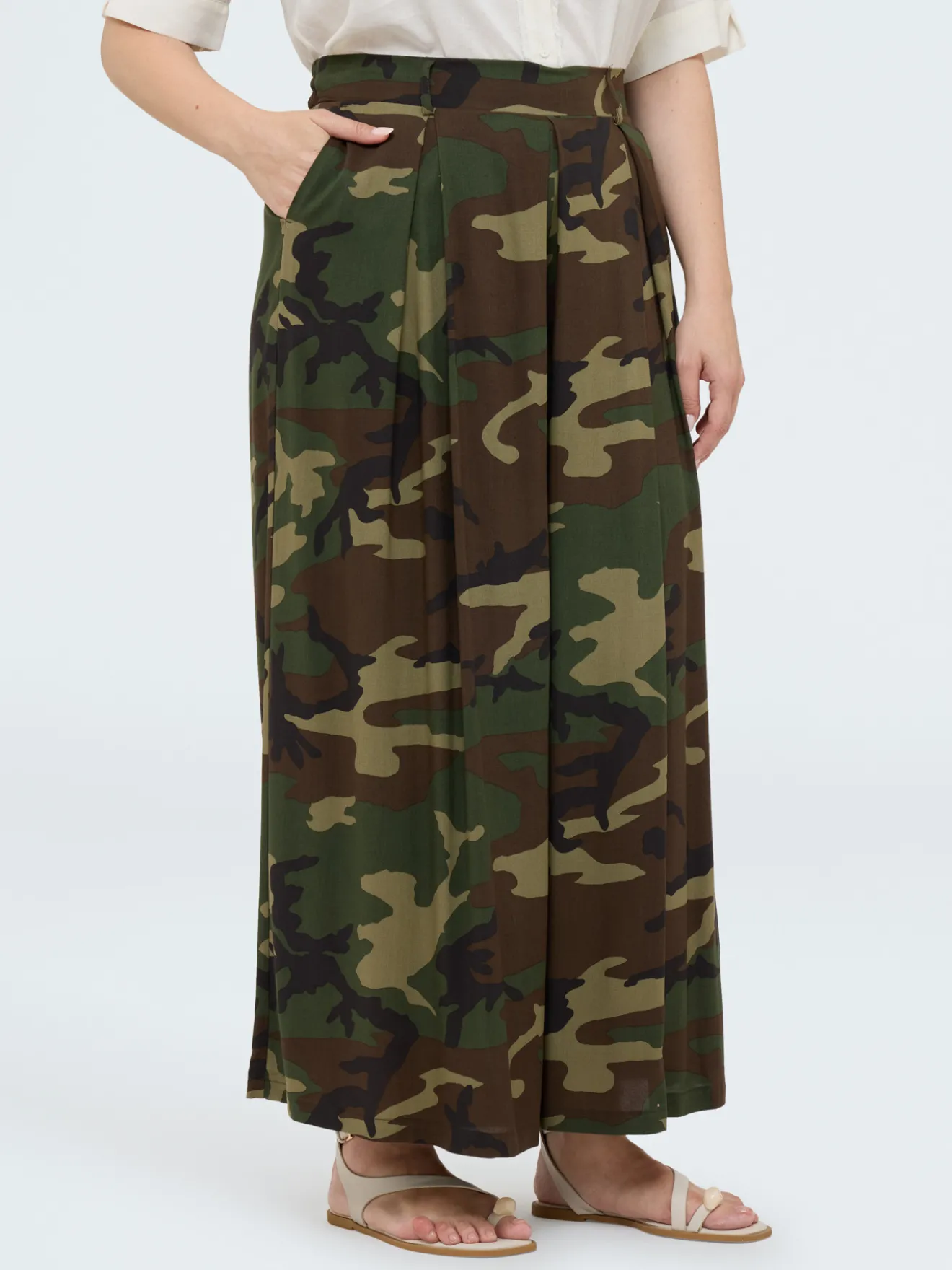Pantaloni palazzo camouflage