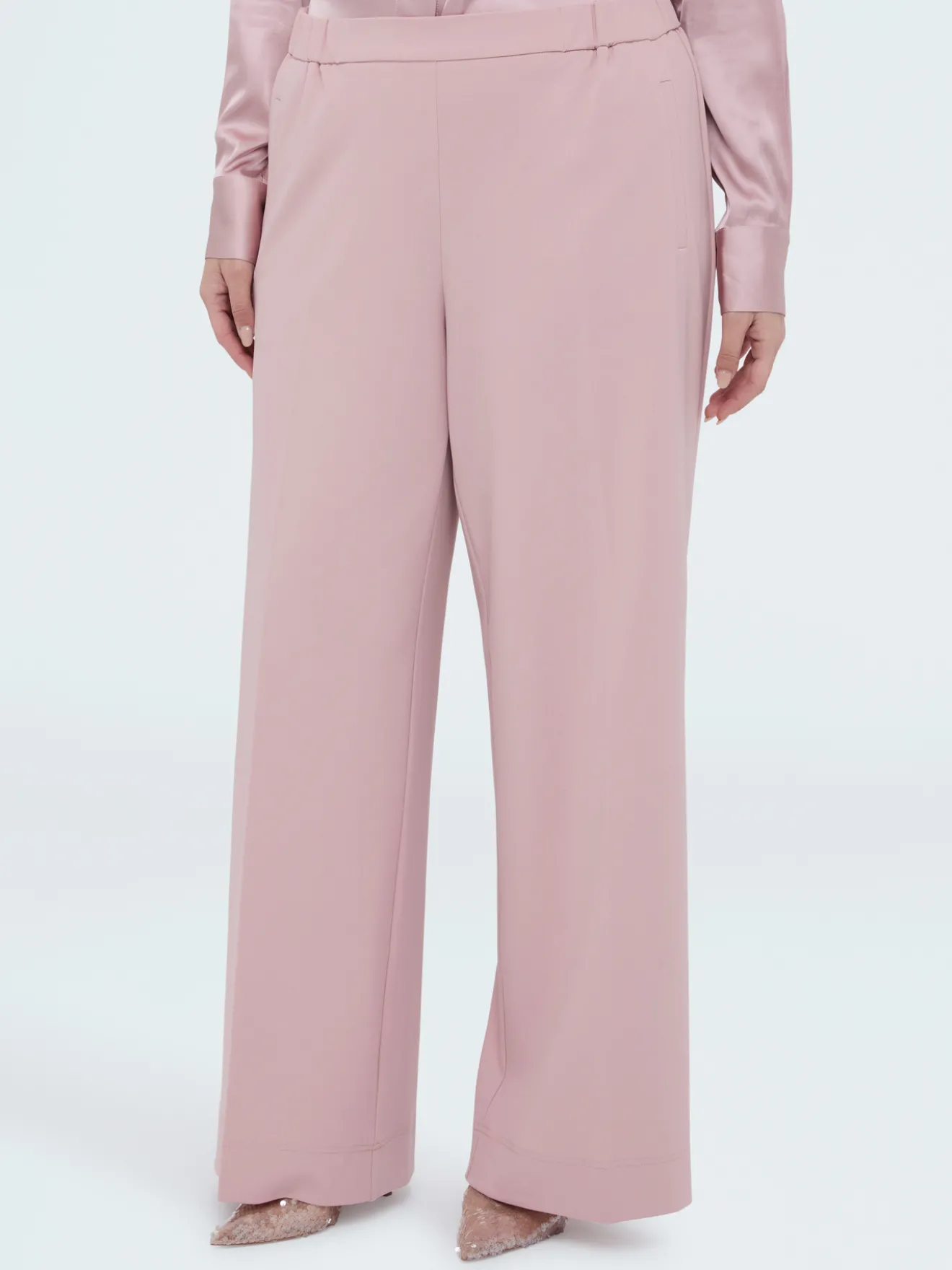 Pantaloni Wide Leg in tessuto stretch