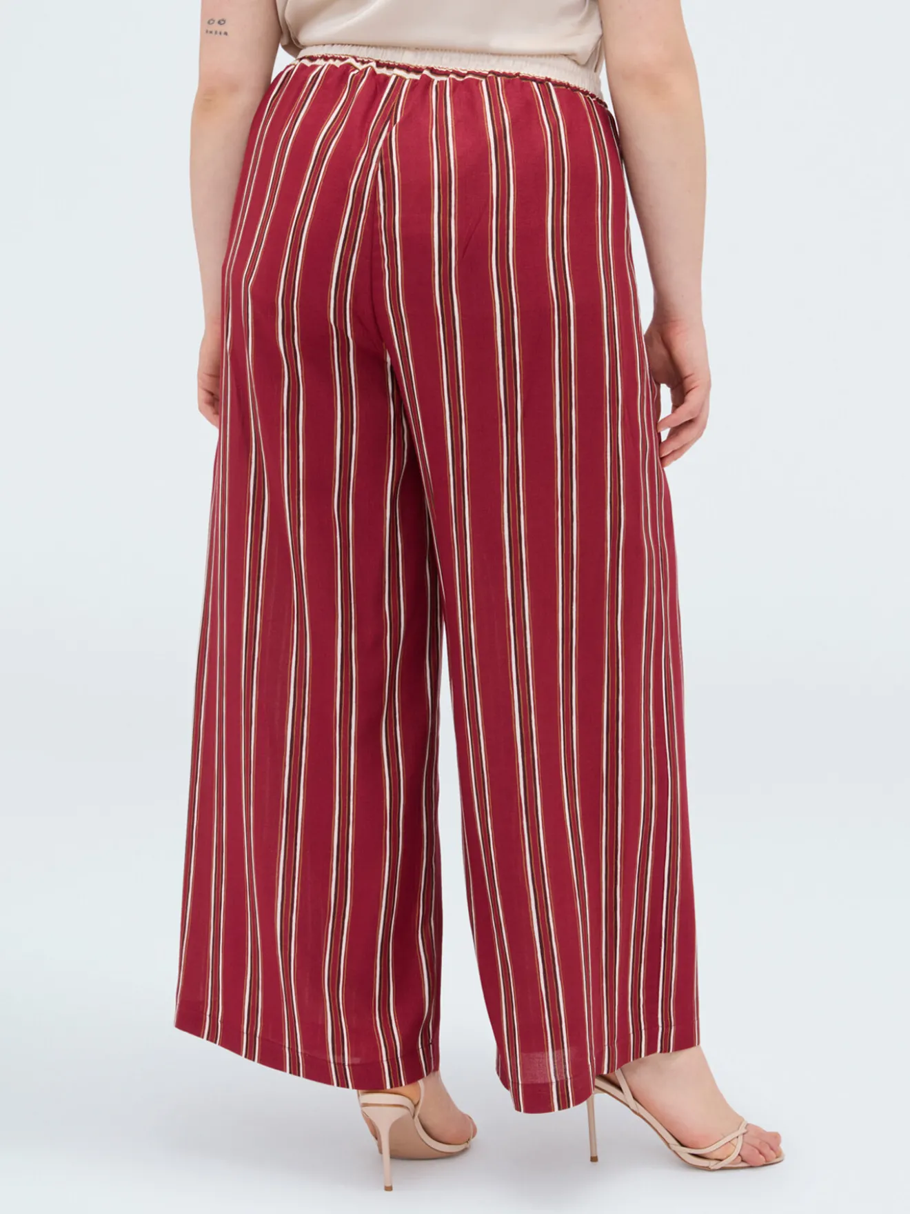 Pantaloni Wide Leg in viscosa a righe