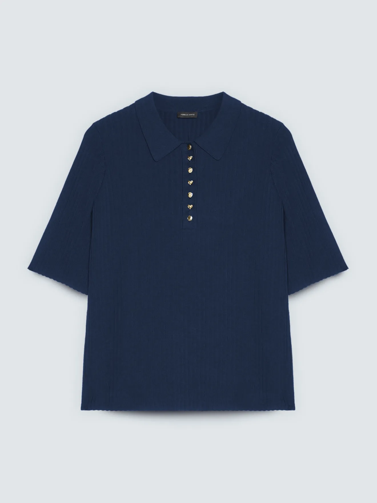 Polo in maglia a costine con bottoni decorativi