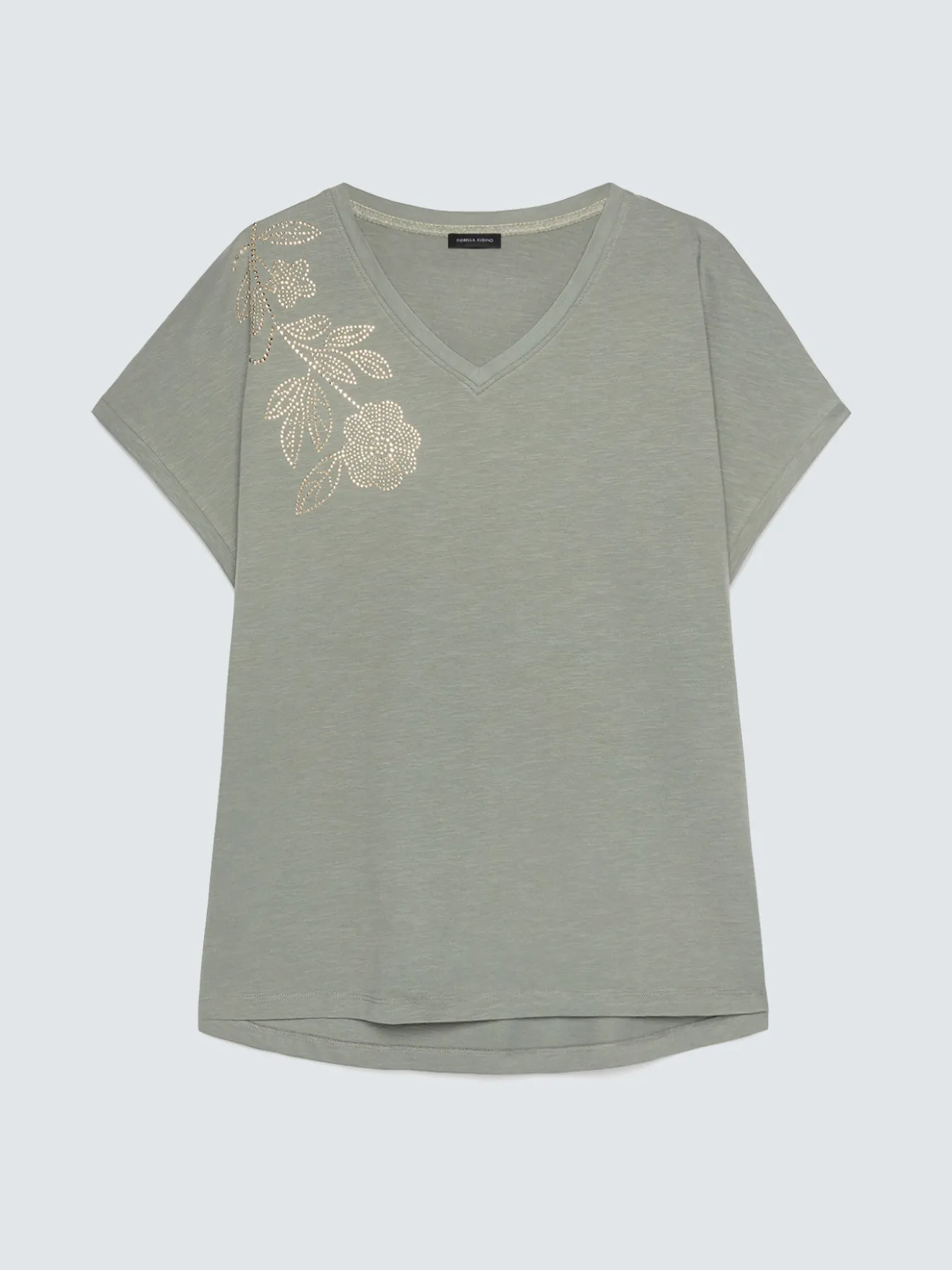 T-shirt in cotone con applicazione floreale