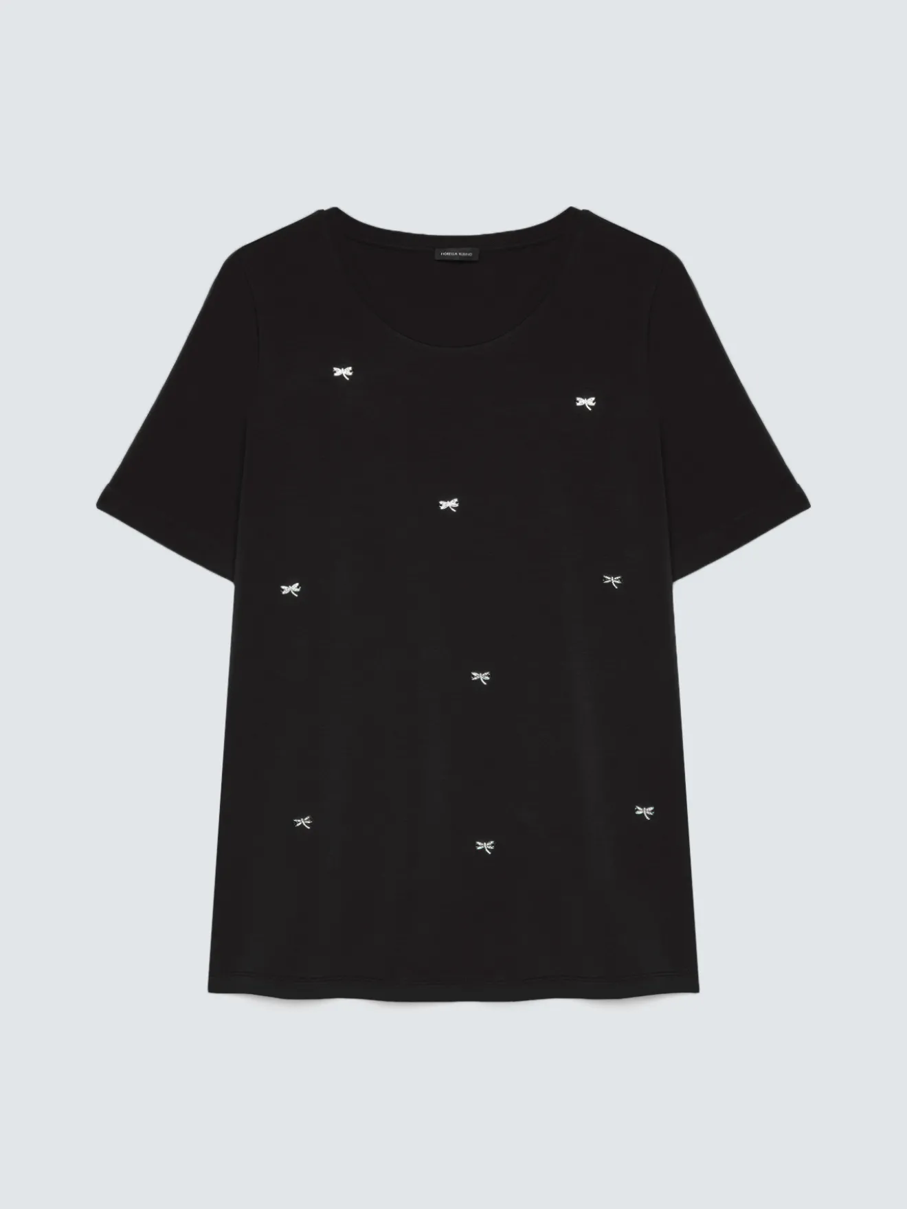 T-shirt in cotone con charm libellula