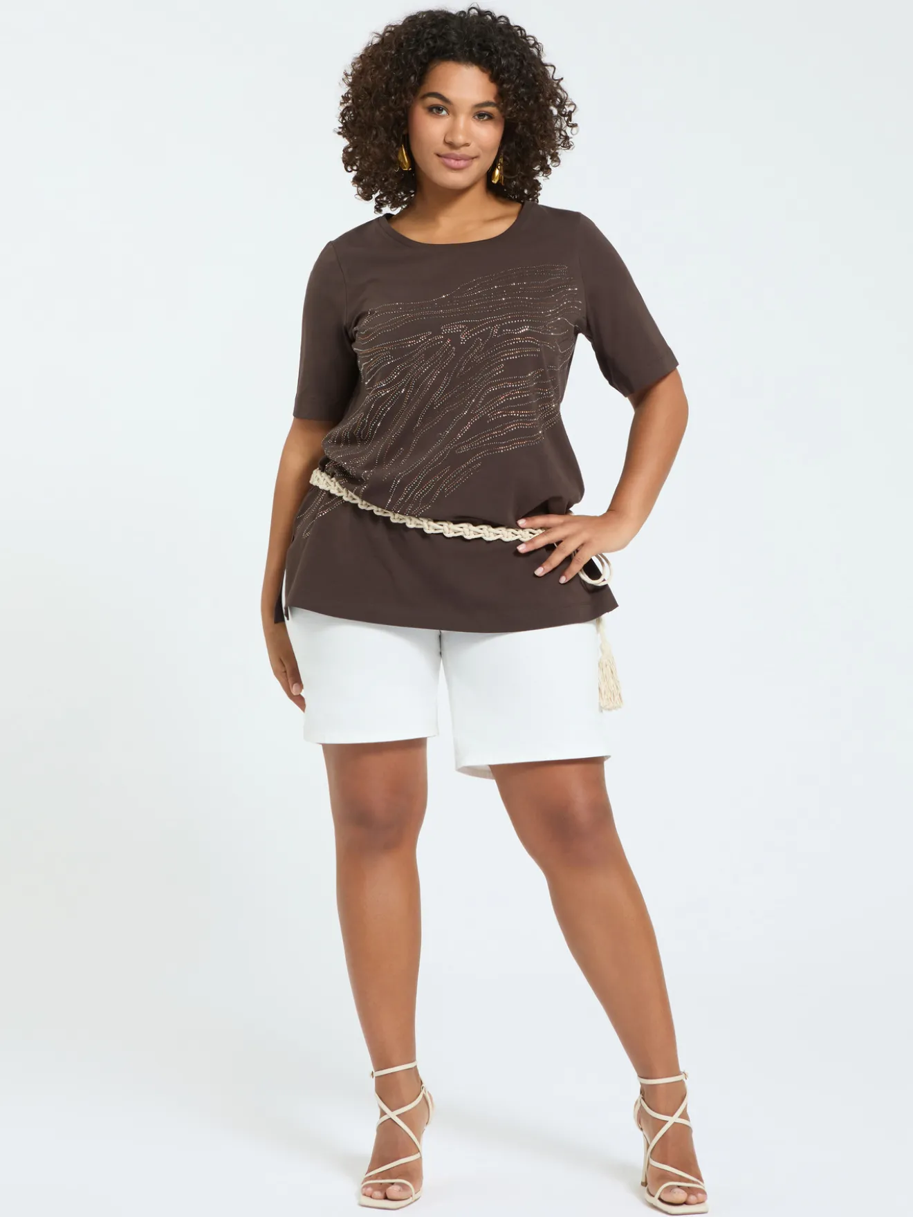T-shirt in cotone con hotfix motivo zebrato