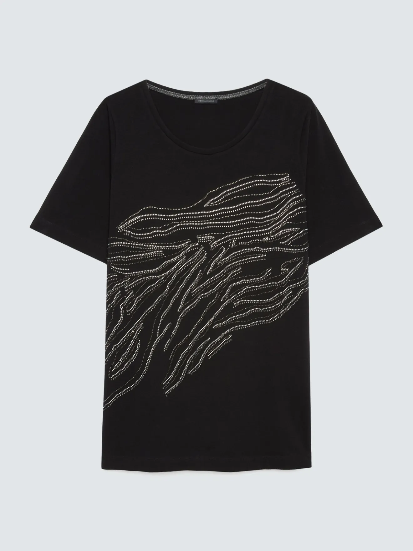 T-shirt in cotone con hotfix motivo zebrato