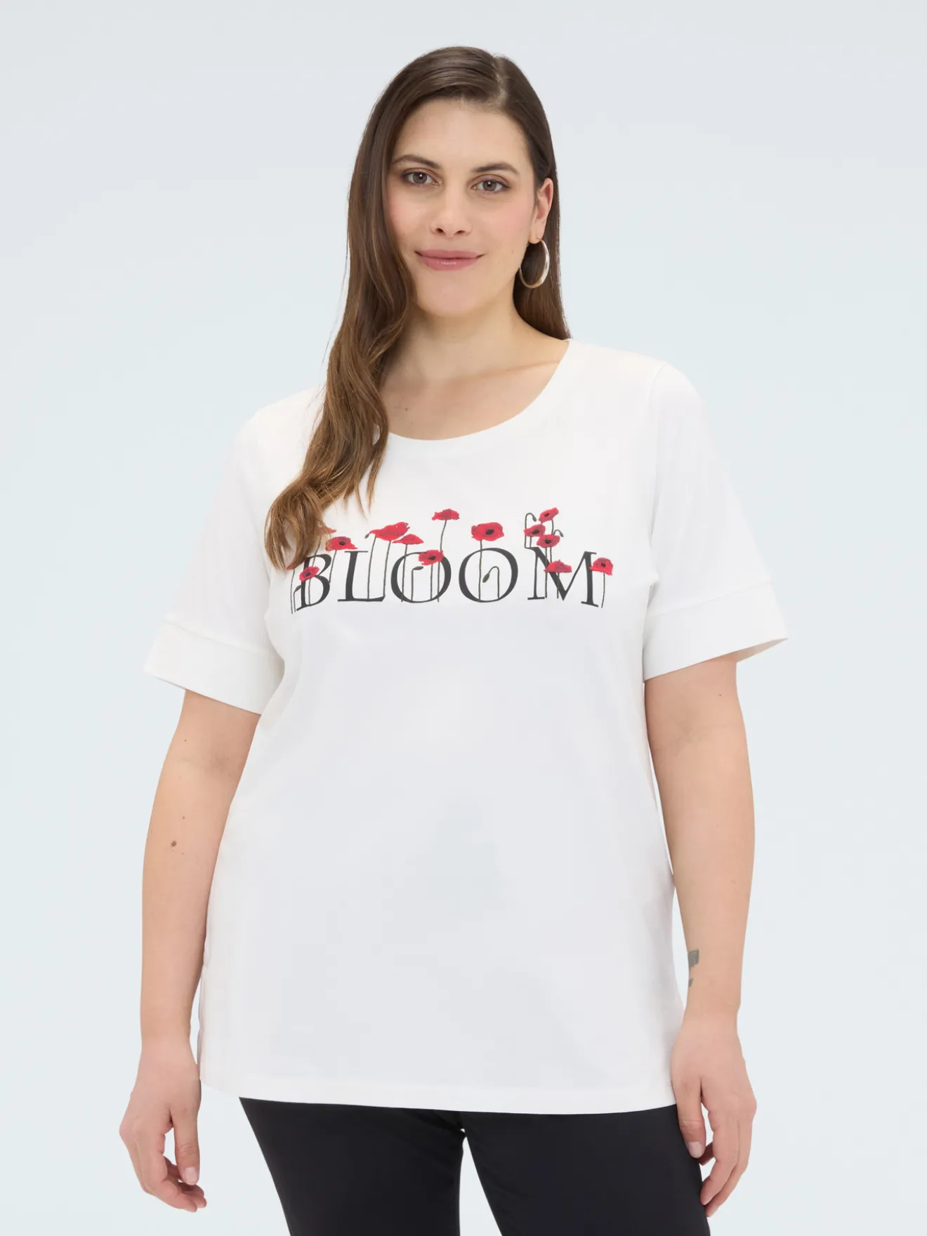 T-shirt in cotone con scritta BLOOM