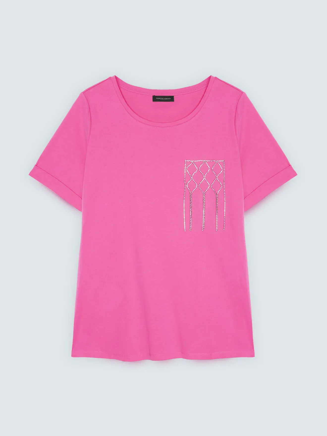 T-shirt in cotone con taschino decorato