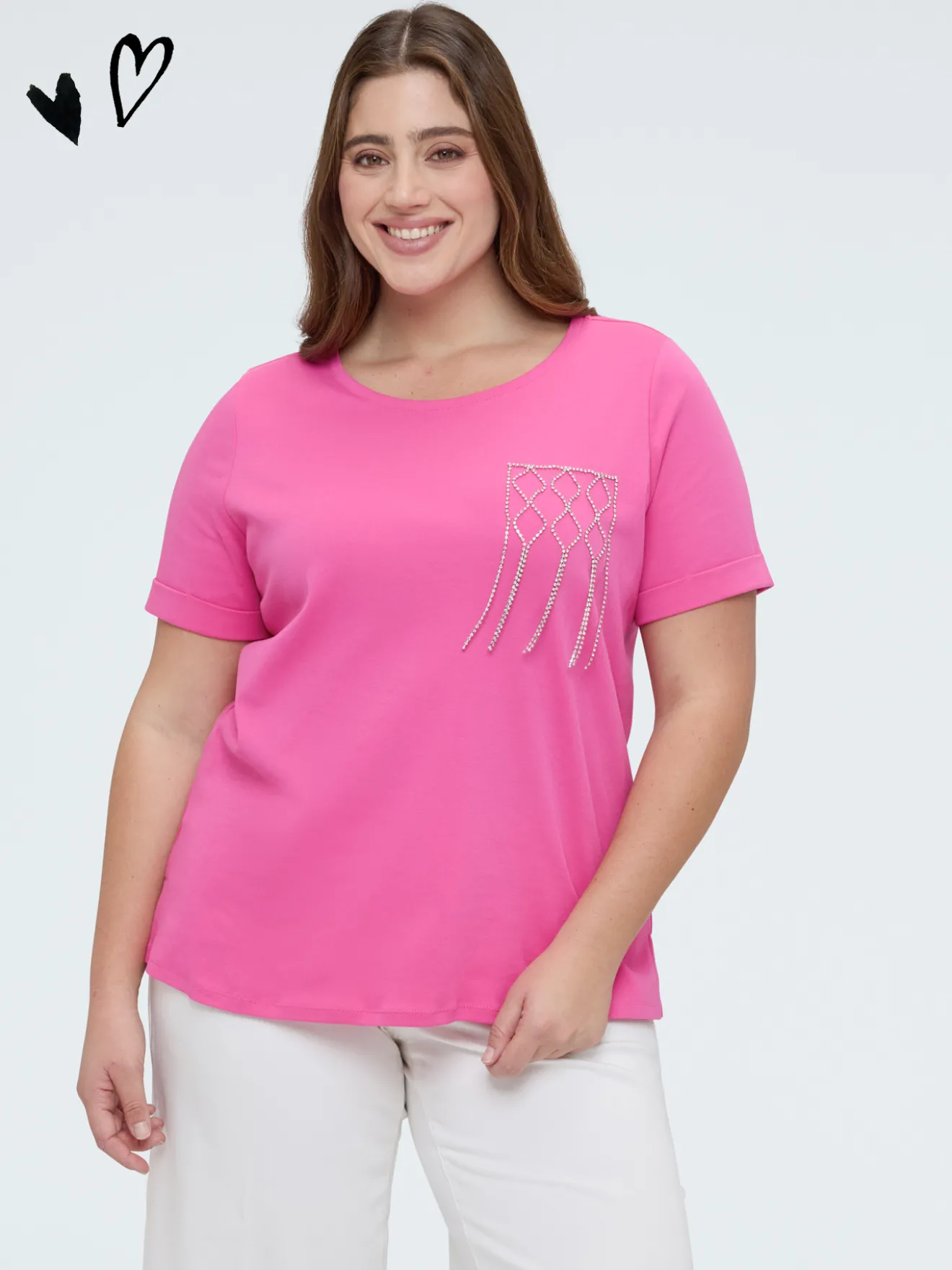 T-shirt in cotone con taschino decorato