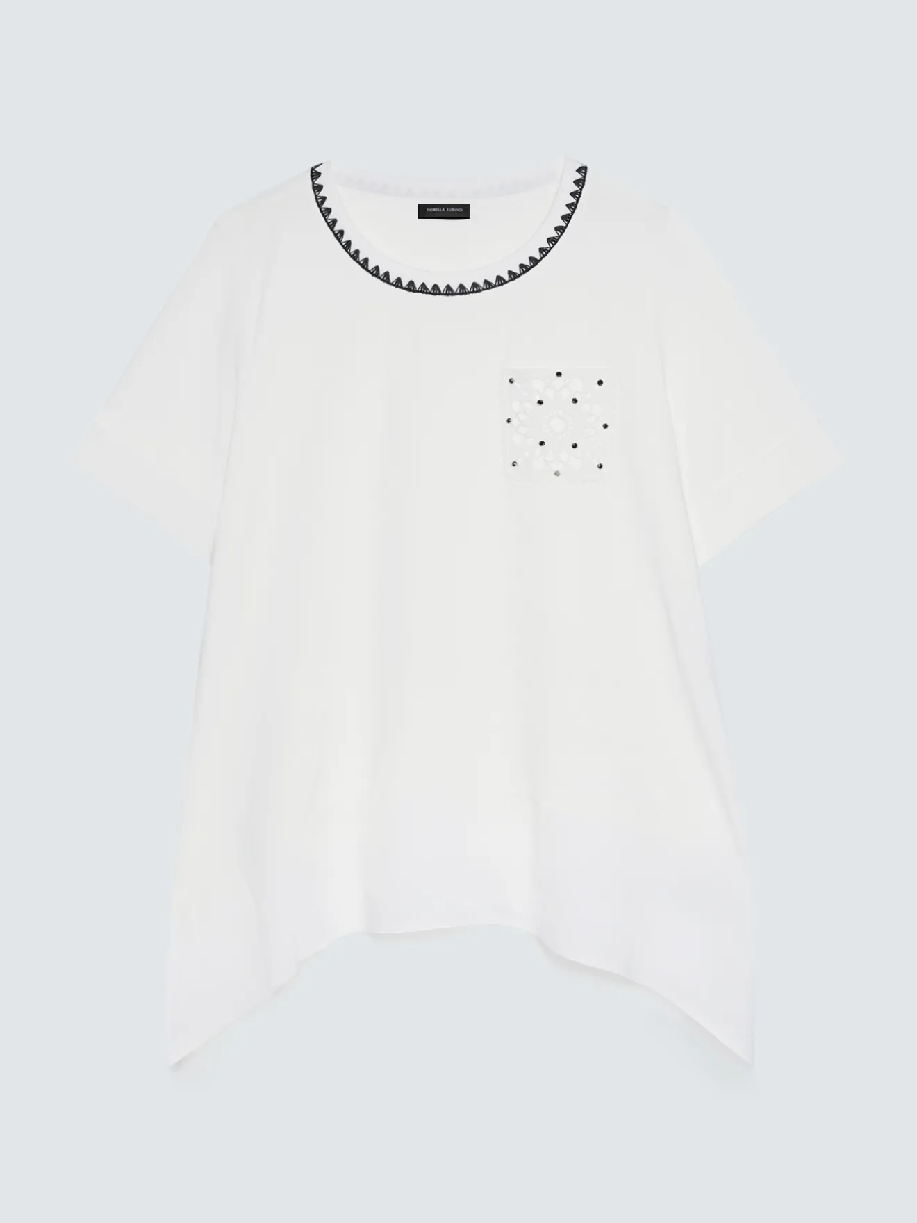 T-shirt in jersey con dettaglio uncinetto