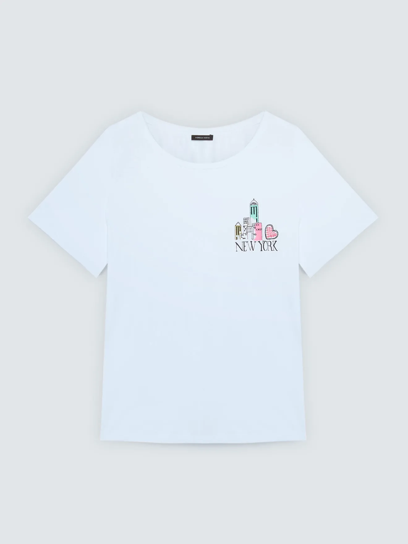 T-shirt in jersey con ricamo New York