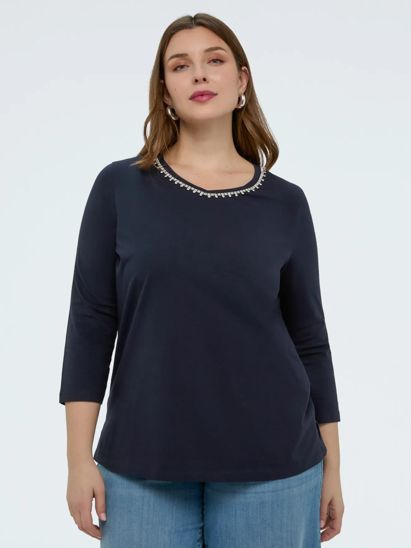 T-shirt in jersey di cotone con crystal