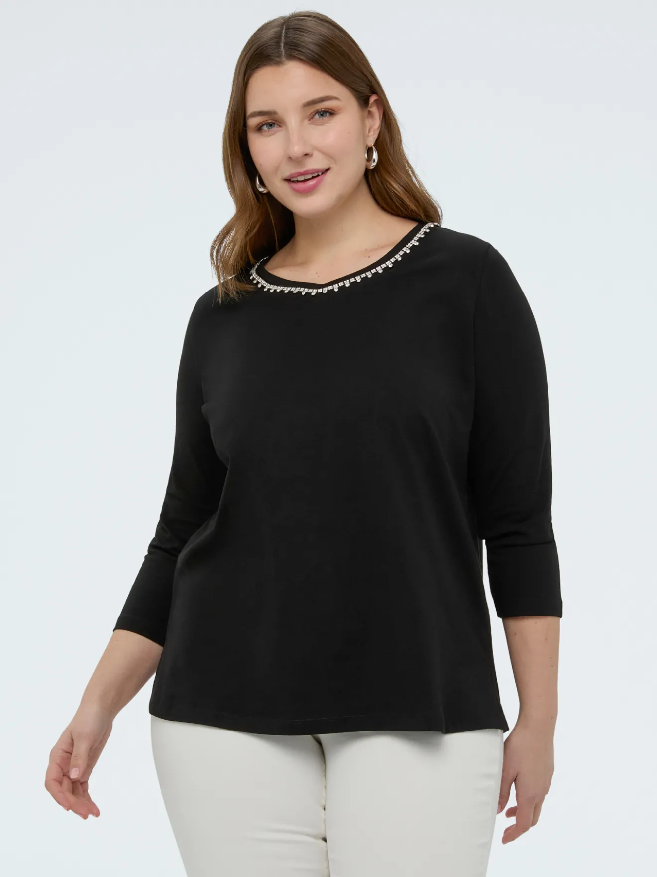 T-shirt in jersey di cotone con crystal